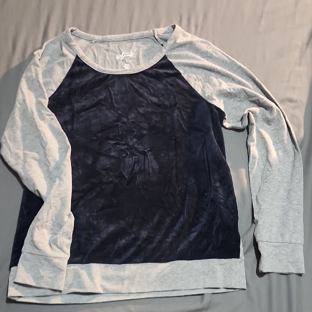 Style & Co. Gray and Navy Crew Neck Sweater
